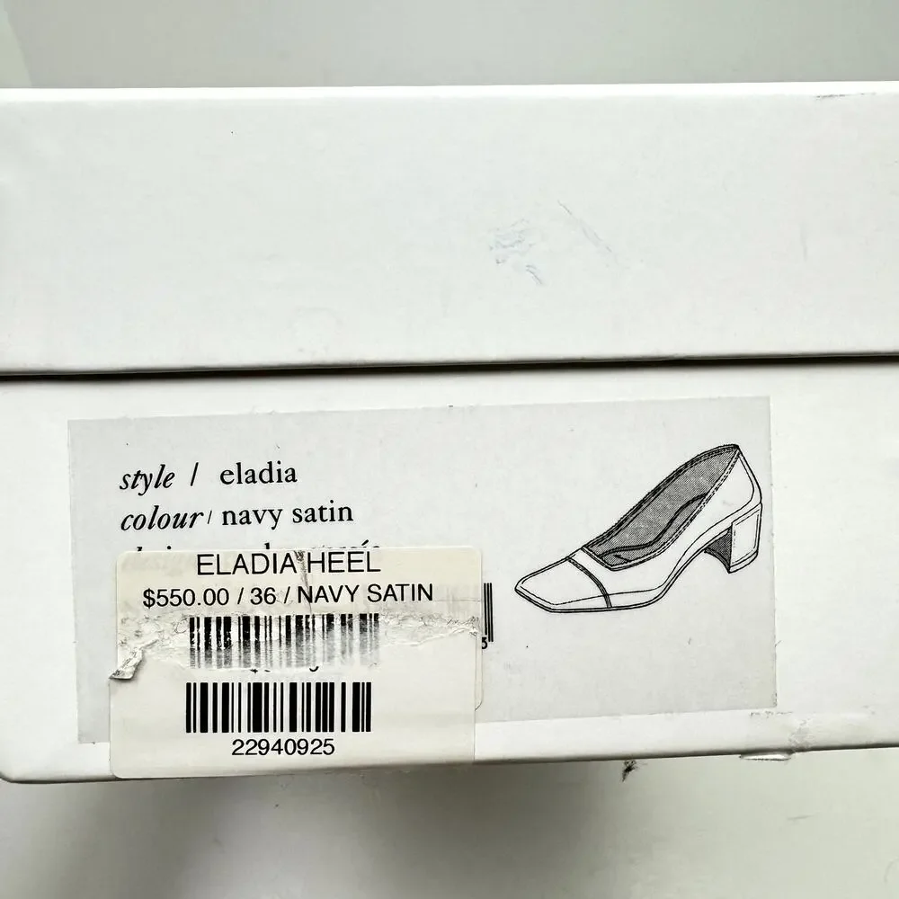 Pedro Garcia Eladia NEW Navy Silk Satin Low Block Heel Slip On Pump $550